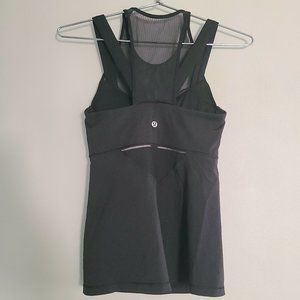 Lululemon Black Running In The City Tank Top w Built In Sports Bra Mesh Details